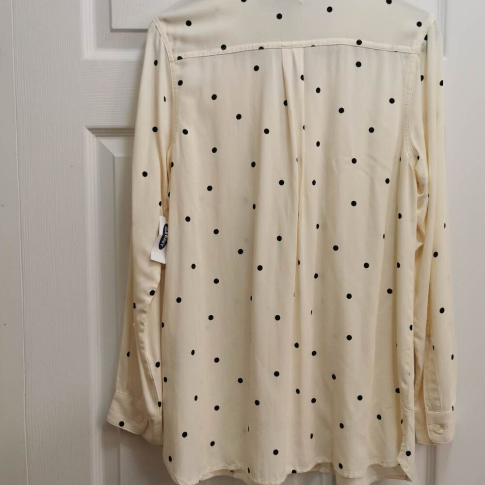 OLD NAVY  NEW Button up Polka Dot Shirt Crean Black SIZE (M) - Picture 4 of 7